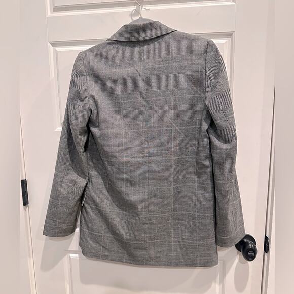 H&M Women’s Single Breasted Plaid Blazer Suit Jacket - Picture 2 of 5